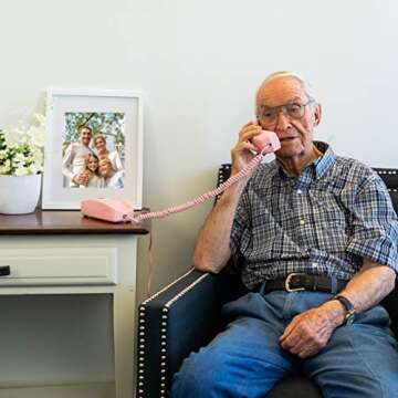 iSoHo Phones -Hearing Device-Friendly Phone – Gentle on Aching Hands, Easy-to-Press Buttons, Wall-Mountable, Custom Ringtone/Volume, Adjustable Ringer & Call Waiting with Lighted Keypad, Ladies Pink