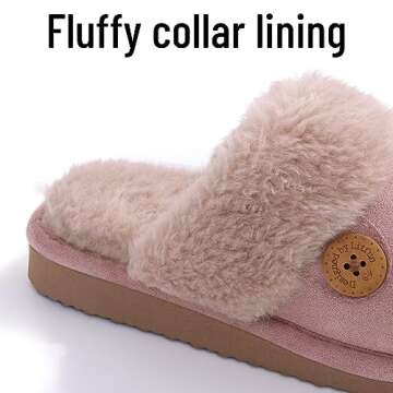 Litfun Fuzzy Slippers for Women with Memory Foam Winter Fluffy House Shoes Indoor Outdoor, Dusty Pink Women Size 8-8.5