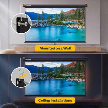 VIVOHOME Projector Screen Pull Down, 16:9 100 Inch Retractable Projection Screen, HD 4K Manual Pull Movie Screen for Home Theater, Cinema, Office (87x49 Inch Black)