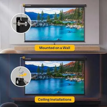 VIVOHOME Projector Screen Pull Down, 16:9 100 Inch Retractable Projection Screen, HD 4K Manual Pull Movie Screen for Home Theater, Cinema, Office (87x49 Inch Black)