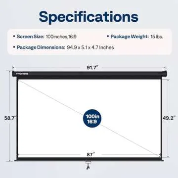 VIVOHOME Projector Screen Pull Down, 16:9 100 Inch Retractable Projection Screen, HD 4K Manual Pull Movie Screen for Home Theater, Cinema, Office (87x49 Inch Black)