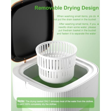 13L Portable Washing Machine, 60W Upgraded Mini Washer and Dryer with 3 Modes Deep Cleaning for Underwear, Shirt, Baby Clothes, Small Items. Foldable Laundry Washer for Apartment,Camping,Travel(Green)