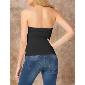 TAIPOVE Tube Tops for Women Summer Strapless Cotton Bandeau Camisole Layering Shirts Full Length Black White Grey X-Large