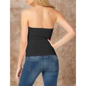 TAIPOVE Tube Tops for Women Summer Strapless Cotton Bandeau Camisole Layering Shirts Full Length Black White Grey X-Large