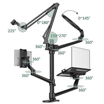 ProCase 6-in-1 Desktop Selfie Stand with 10.2" LED Ring Light, Compatible with 12-17” Laptops/ 7-13” Tablets/ 17-32” Monitors/3.5-6.7” Phones DSLR Digital Camera for Live Video Online Meeting -Black