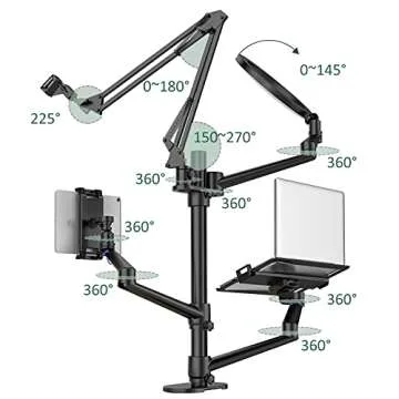 ProCase 6-in-1 Desktop Selfie Stand with 10.2" LED Ring Light, Compatible with 12-17” Laptops/ 7-13” Tablets/ 17-32” Monitors/3.5-6.7” Phones DSLR Digital Camera for Live Video Online Meeting -Black