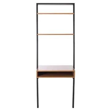 SAFAVIEH Home Collection Kamy Natural and Charcoal 2-Shelf Leaning Desk