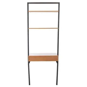 SAFAVIEH Home Collection Kamy Natural and Charcoal 2-Shelf Leaning Desk