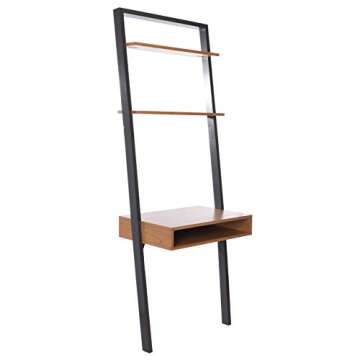 SAFAVIEH Home Collection Kamy Natural and Charcoal 2-Shelf Leaning Desk