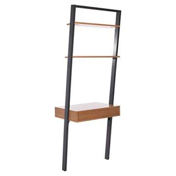 SAFAVIEH Home Collection Kamy Natural and Charcoal 2-Shelf Leaning Desk