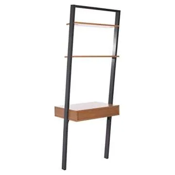 SAFAVIEH Home Collection Kamy Natural and Charcoal 2-Shelf Leaning Desk