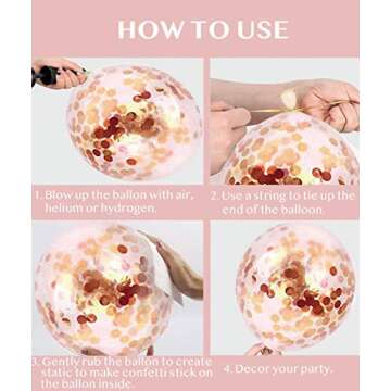 Tooluu 60PCS Rose Gold Balloons Confetti, 12 Inch Latex Party Balloons for Party Wedding Holiday Baby Shower Bridal Shower Birthday Decorations