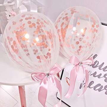 Tooluu 60PCS Rose Gold Balloons Confetti, 12 Inch Latex Party Balloons for Party Wedding Holiday Baby Shower Bridal Shower Birthday Decorations