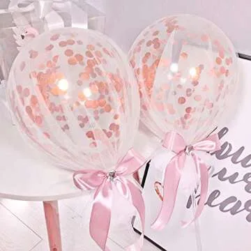 Tooluu 60PCS Rose Gold Balloons Confetti, 12 Inch Latex Party Balloons for Party Wedding Holiday Baby Shower Bridal Shower Birthday Decorations