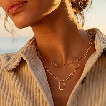 Aobei Pearl 18K Gold Paperclip Chain Necklace Chic Design