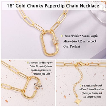 Aobei Pearl 18K Gold Paperclip Chain Necklace Chic Design