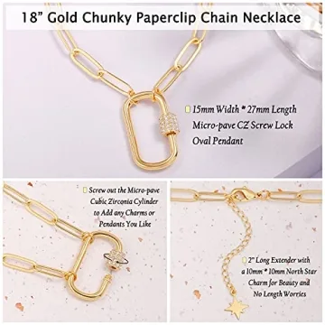 Aobei Pearl 18K Gold Paperclip Chain Necklace Chic Design