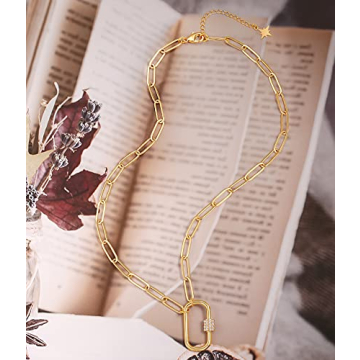 Aobei Pearl 18K Gold Paperclip Chain Necklace Chic Design