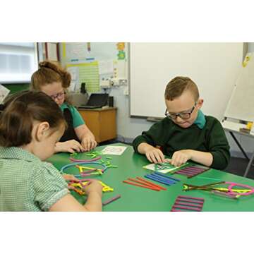 edxeducation Junior GeoStix - In Home Learning Toy for Early Math and Creativity - 200 Multicolored ...
