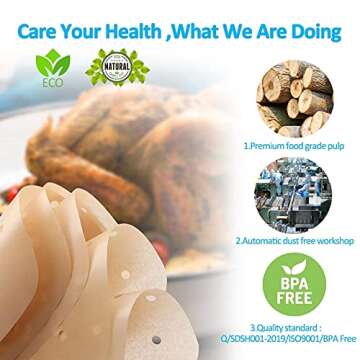 Air Fryer Parchment disposable Paper Liners: 200PCS 8.5 inch Square Perforated parchment paper, Premium Bamboo Steamer Liner for Air Fryers Baking Cooking Oven