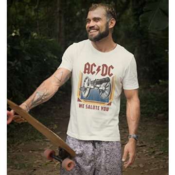 American Classics ACDC Heavy Metal Rock Band We Salute You Natural Adult T-Shirt - Large