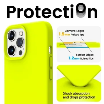 JELE Shockproof Designed for iPhone 13 Pro Max Case, Liquid Silicone Phone Case with [Soft Anti-Scratch Microfiber Lining] Military Grade Drop Protection Slim Thin Cover, 6.7 inch, Fluorescent Yellow
