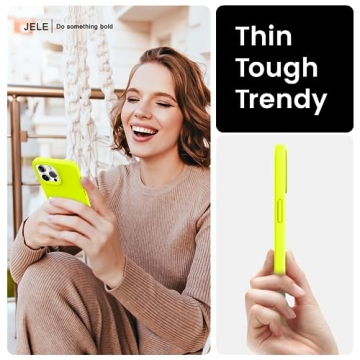 JELE Shockproof Designed for iPhone 13 Pro Max Case, Liquid Silicone Phone Case with [Soft Anti-Scratch Microfiber Lining] Military Grade Drop Protection Slim Thin Cover, 6.7 inch, Fluorescent Yellow