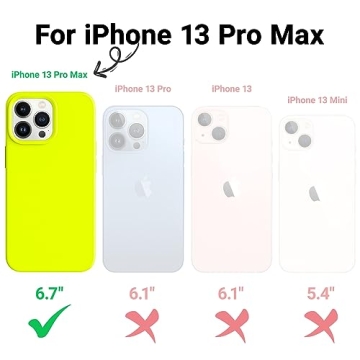 JELE Shockproof Designed for iPhone 13 Pro Max Case, Liquid Silicone Phone Case with [Soft Anti-Scratch Microfiber Lining] Military Grade Drop Protection Slim Thin Cover, 6.7 inch, Fluorescent Yellow