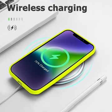 JELE Shockproof Designed for iPhone 13 Pro Max Case, Liquid Silicone Phone Case with [Soft Anti-Scratch Microfiber Lining] Military Grade Drop Protection Slim Thin Cover, 6.7 inch, Fluorescent Yellow