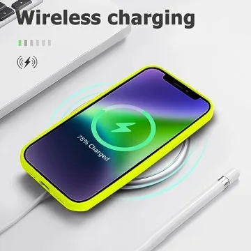 JELE Shockproof Designed for iPhone 13 Pro Max Case, Liquid Silicone Phone Case with [Soft Anti-Scratch Microfiber Lining] Military Grade Drop Protection Slim Thin Cover, 6.7 inch, Fluorescent Yellow