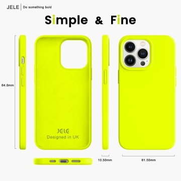 JELE Shockproof Designed for iPhone 13 Pro Max Case, Liquid Silicone Phone Case with [Soft Anti-Scratch Microfiber Lining] Military Grade Drop Protection Slim Thin Cover, 6.7 inch, Fluorescent Yellow