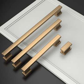 Asidrama 6 Pack 7 Inch(177mm) Hole Centers Champagne Bronze Kitchen Cabinet Handles, Brushed Brass Cabinet Pulls Kitchen Cabinet Hardware for Cupboard Gold Drawer Pulls