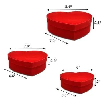 Gift Boutique - Valentine's Day Heart Shaped Gift Boxes 3 Pack Red Velvet Valentine Hearts Treat Box with Lids Valentines Nesting Cardboard Cookie Box for Giving Decorative Gift, Wrapping & Packaging