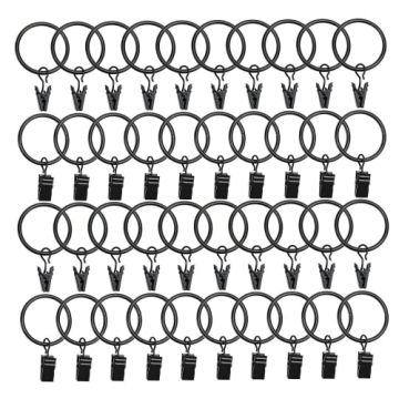 40 Pack Metal Curtain Rings with Clips, Stylish Drapery and Craft Solutions