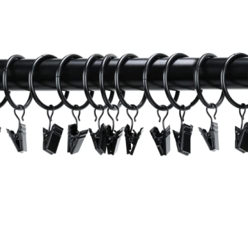 40 Pack Metal Curtain Rings with Clips for DIY and Decor