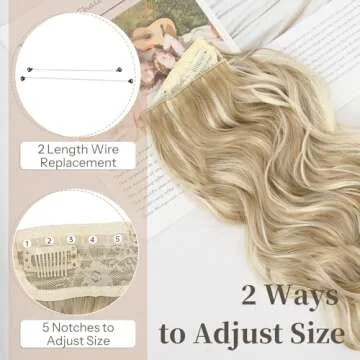 KooKaStyle Invisible Wire Hair Extensions - 20 Inch Long Wavy Curly Hairpieces