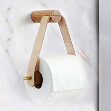 Funerom Wooden Vintage Design Toilet Paper Roll Holder - Wall Mounted Toilet Tissue Holder - with Screws