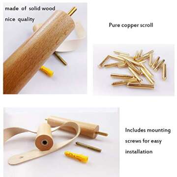 Funerom Wooden Vintage Design Toilet Paper Roll Holder - Wall Mounted Toilet Tissue Holder - with Screws