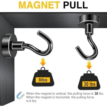 DIYMAG Magnetic Hooks - 30Lbs Strong Heavy Duty Hangers