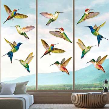 Blulu Hummingbird Window Clings - Colorful Decals for Bird Safety