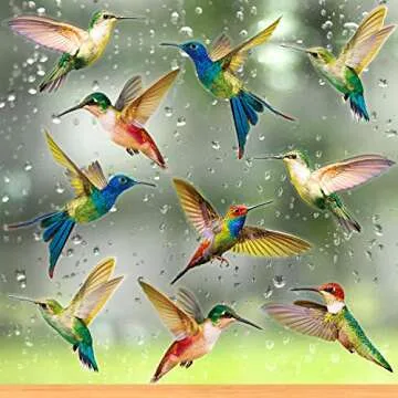 Blulu Hummingbird Window Clings - Colorful Decals for Bird Safety