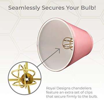 Royal Designs CS-1005-5PNK-6 Clip On Empire Chandelier Lamp Shade, 3" x 5" x 4.5", Pink, Set of 6