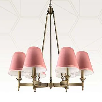 Royal Designs CS-1005-5PNK-6 Clip On Empire Chandelier Lamp Shade, 3" x 5" x 4.5", Pink, Set of 6