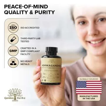 Garden of Herbz Organic Ashwagandha Root & Irish Sea Moss – 3,600 mg Ashwagandha Supplement with Black Seed Oil, & Burdock Root – Herbal Supplement for Energy, Stress Relief, Extra Strength, 60 Caps