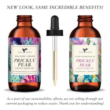 Baja Basics Prickly Pear Oil Cold Pressed, 100% Pure, Unrefined Moisturizer for Skin, Face, Body, Na...