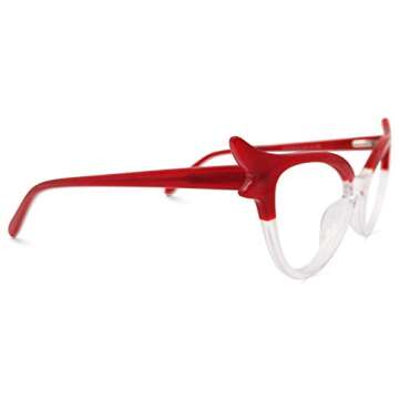 Zeelool Vintage Oversized Witchy Cat Eye Glasses Frame for Women with Clear Lens Judy VFP0158-02 Red