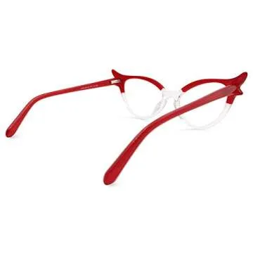 Zeelool Vintage Oversized Witchy Cat Eye Glasses Frame for Women with Clear Lens Judy VFP0158-02 Red