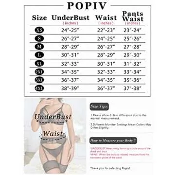 popiv Women's Sexy Lingerie Set with Garter Belt Matching Bra and Panty Lingeries Sets 4 Piece Pink