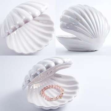 Denique Ceramic Shell Jewelry Dish Tray for Organizing