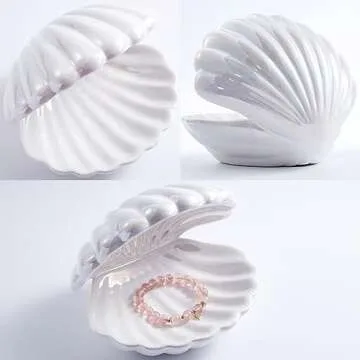 Denique Ceramic Shell Jewelry Dish Tray for Organizing